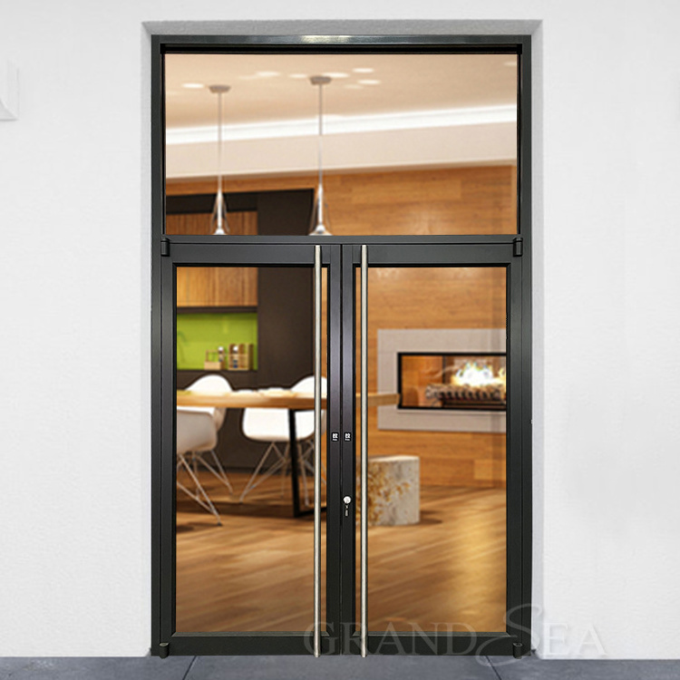 High-quality sample aluminum inside swing single doors with clear tempered glasses