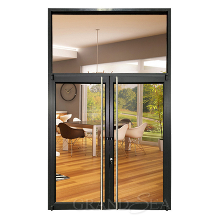 High-quality sample aluminum inside swing single doors with clear tempered glasses