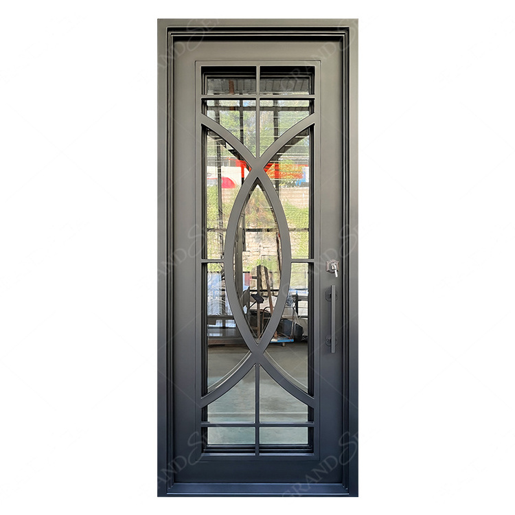 America Hottest Design High Quality Wrought Iron Glass Doors for Entrance