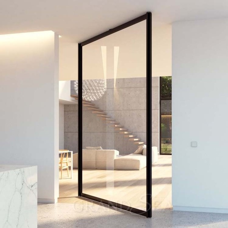 Low price  Modern office door  heavy duty aluminum pivot  glass door design