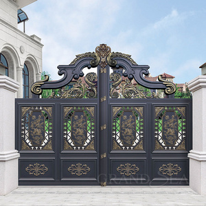 Villa Entrance Ornamental Sliding Iron Gates Main Wrought Iron Gate Cast Aluminum Designs Gate & Fence System