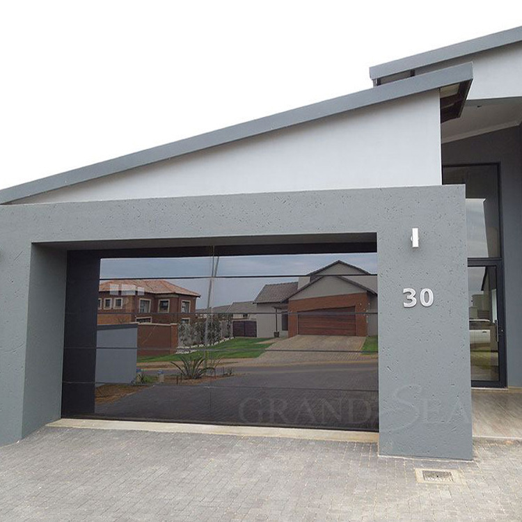 Garage Manufacturer 16x7 12x7 8x7 Waterproof Clear Frameless Aluminum Alloy Sectional Modern Glass Garage Door