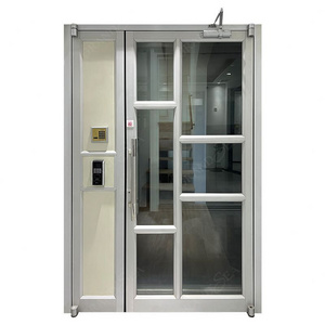 China Guangzhou Modern Smart Lock Fingerprint Commercial Glass Swing Entry Aluminum Storefront Door