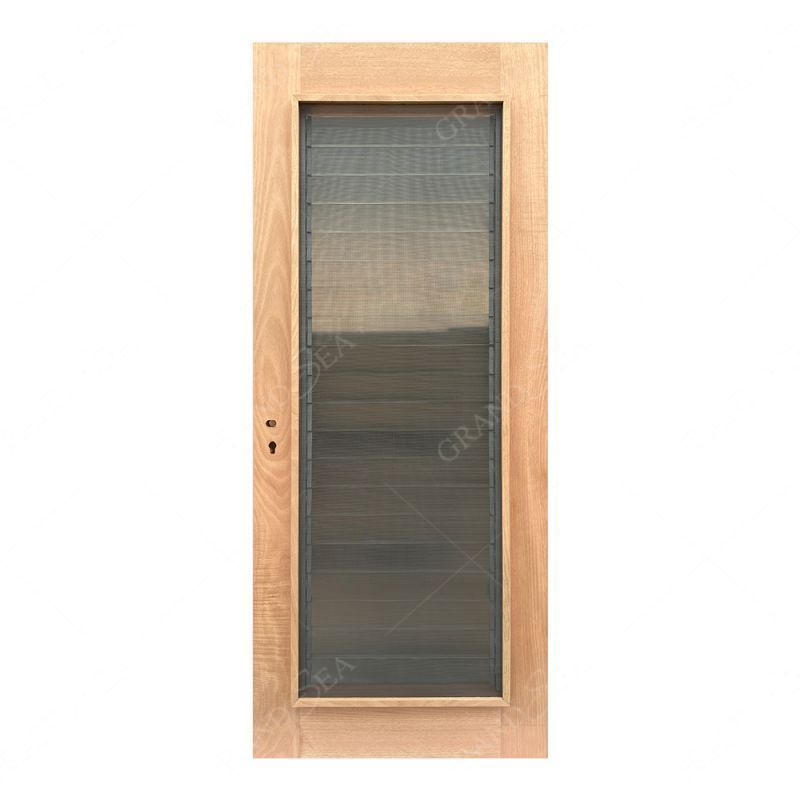 Top Grade Single Front Solid Wood Bathroom Doors For Houses Solid Wood Frame Aluminum Louver Doors For Houses