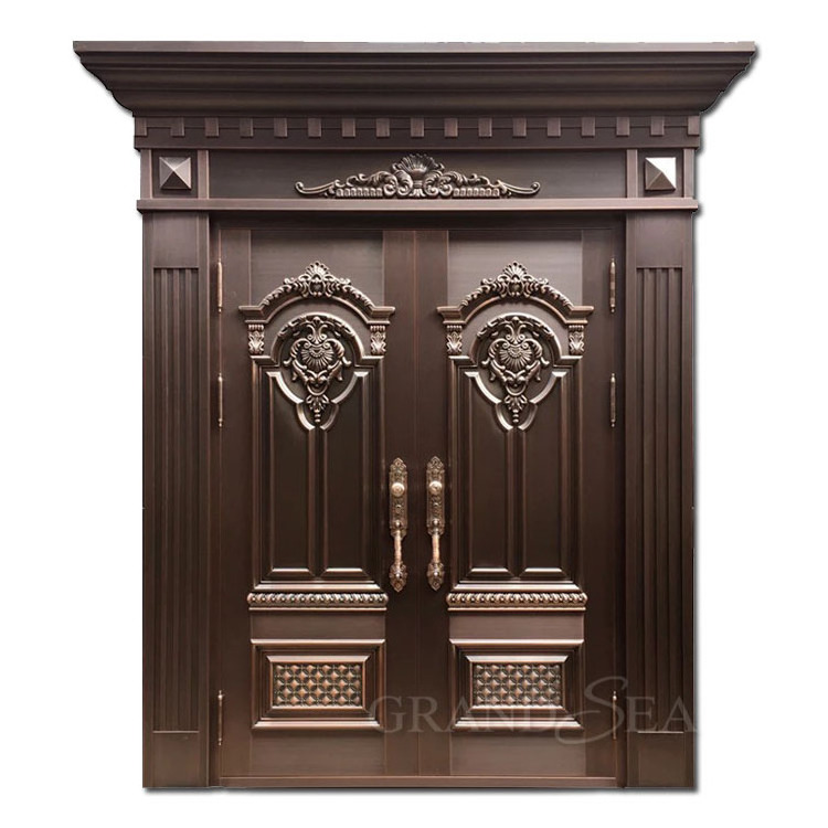 Turkey luxury  Palace Royal Pillar Design Non-Deformation Security Steel Door For Project Entrance