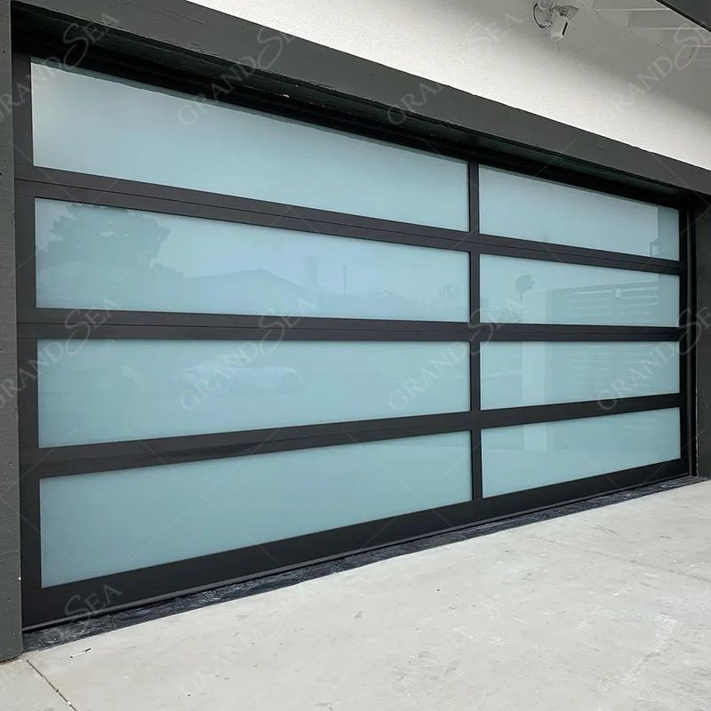 Remote control opening method outdoor frosted tempered glass garage door skins