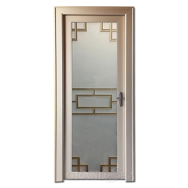 Luxury villa aluminum toilet door double frosted tempered glass door bathroom swing door for internal