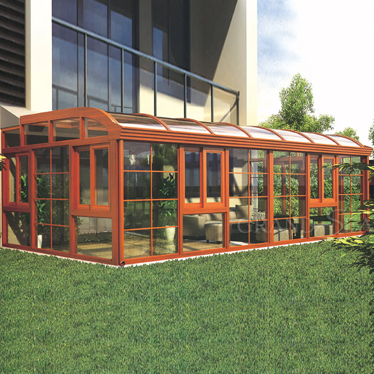 Winter Garden Modern Small Free Standing Solarium Aluminum Frame Prefabricated Glass House Sunroom