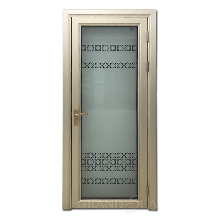 Luxury villa aluminum toilet door double frosted tempered glass door bathroom swing door for internal