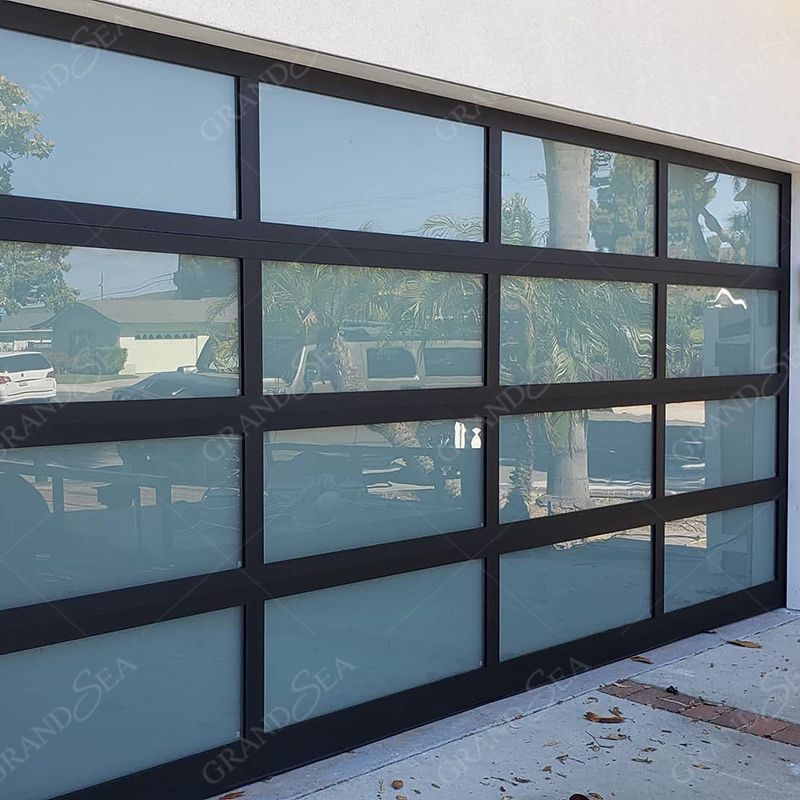 Remote control opening method outdoor frosted tempered glass garage door skins