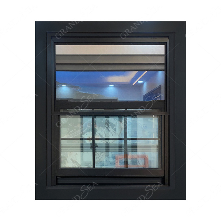 Modern Security Tempered Glass Hung Window Grill Design Aluminum Alloy Frame Top Hung Windows For Residence