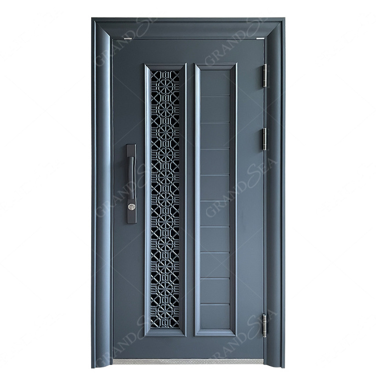 Latest Design Security Door Gray Class A Anti-theft Steel Door Galvanized Fireproof Door With Slide Panel For Apartment