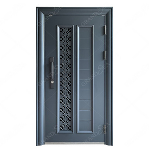 Latest Design Security Door Gray Class A Anti-theft Steel Door Galvanized Fireproof Door With Slide Panel For Apartment