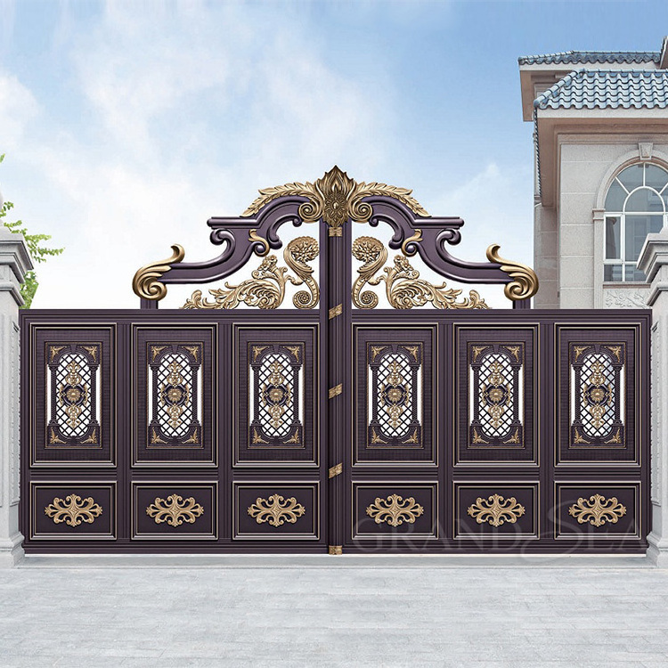 Villa Entrance Ornamental Sliding Iron Gates Main Wrought Iron Gate Cast Aluminum Designs Gate & Fence System