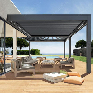 Pergula Aluminum Pergola Louvered Gazebo Outdoor Electrical Motorized Roof System Kits Waterproof