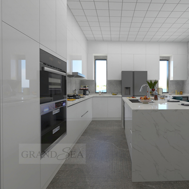 Free Design China Made High Gloss L Shaped Lacquer Painting White Modern Kitchen Cabinets Australian