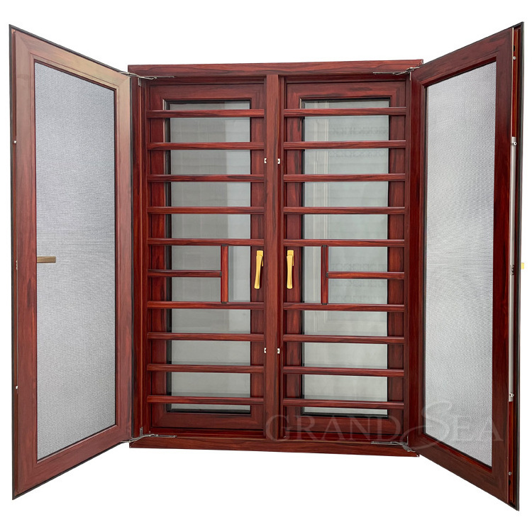 Kenya Security Bar And Locks Tempered Clear Glass Thermal Break Aluminium Casement Window