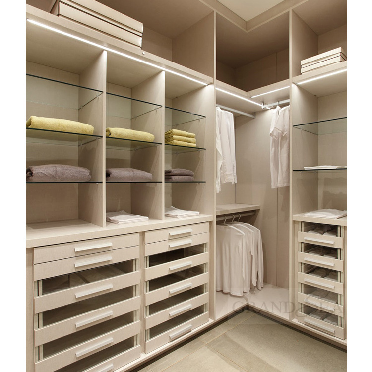 Modern bedroom wardrobe design l shape wooden wardrobe 5 door walk in wardrobe system