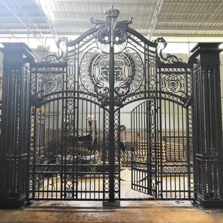 Luxury  double house garden security grill design sliding swing iron gate driveway gate entrance main wrought iron gates designs