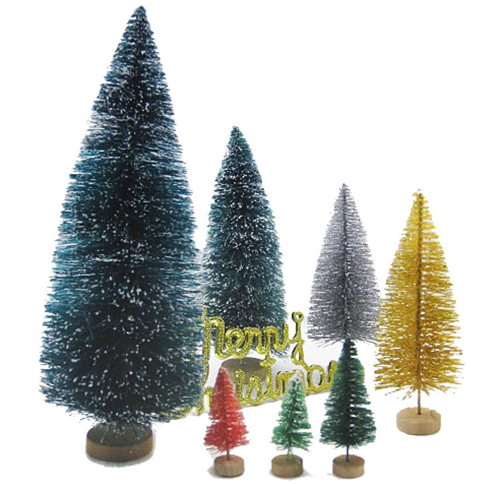 12 Piece Mini Christmas Tree Sisal Silk Cedar - Decoration Small Christmas Tree - Gold S Blue Green White Mini