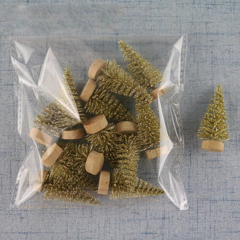 12 Piece Mini Christmas Tree Sisal Silk Cedar - Decoration Small Christmas Tree - Gold S Blue Green White Mini