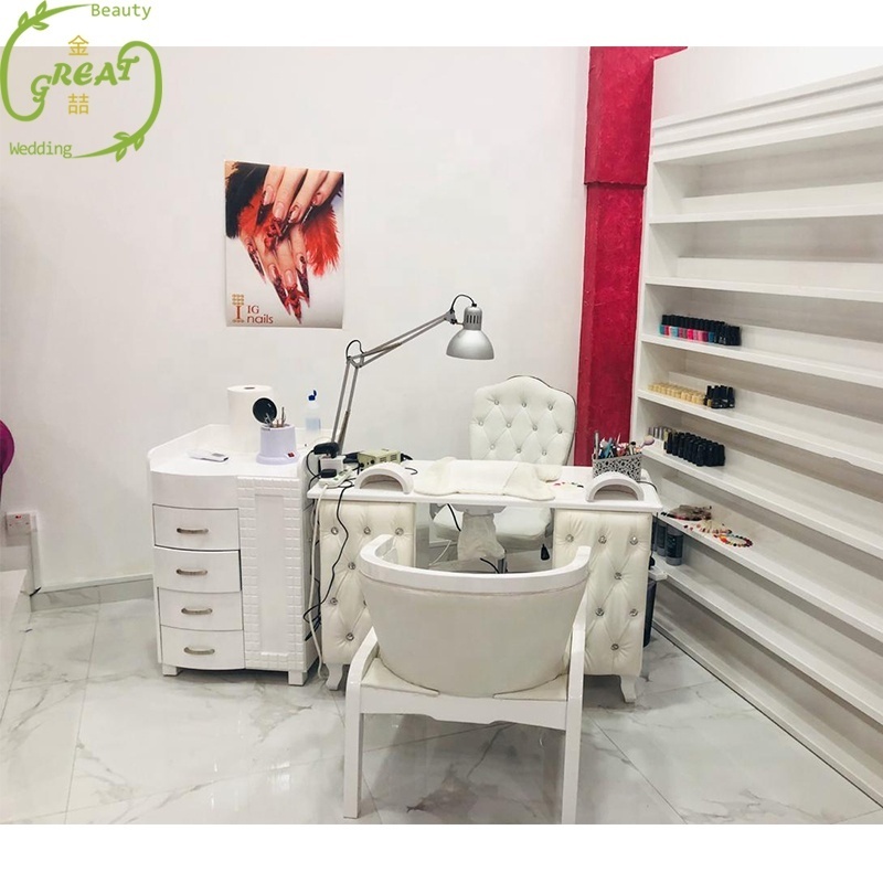 Great Foshan Factory Hot Sale White Beauty Nail Salon Manicure Table