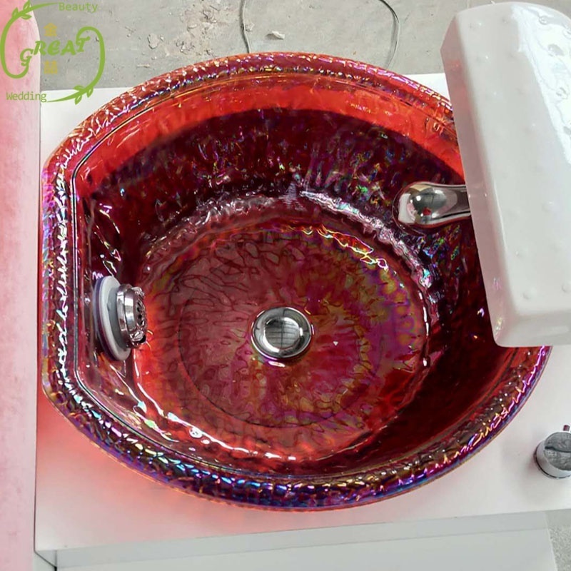 Great Foshan Factory Modern Pink Single Pedicure Spa Pedicure Bench With Sink