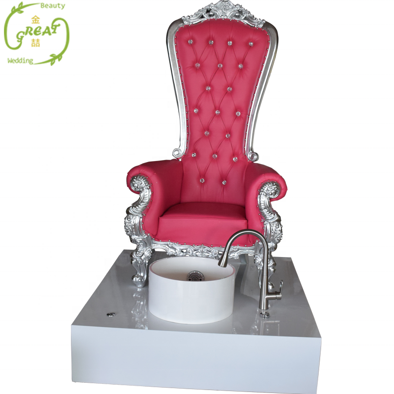 Gray leather set luxury short back nail shop salon baby pink no plumbing private label 2018 bowl tub throne kid pedicure chair