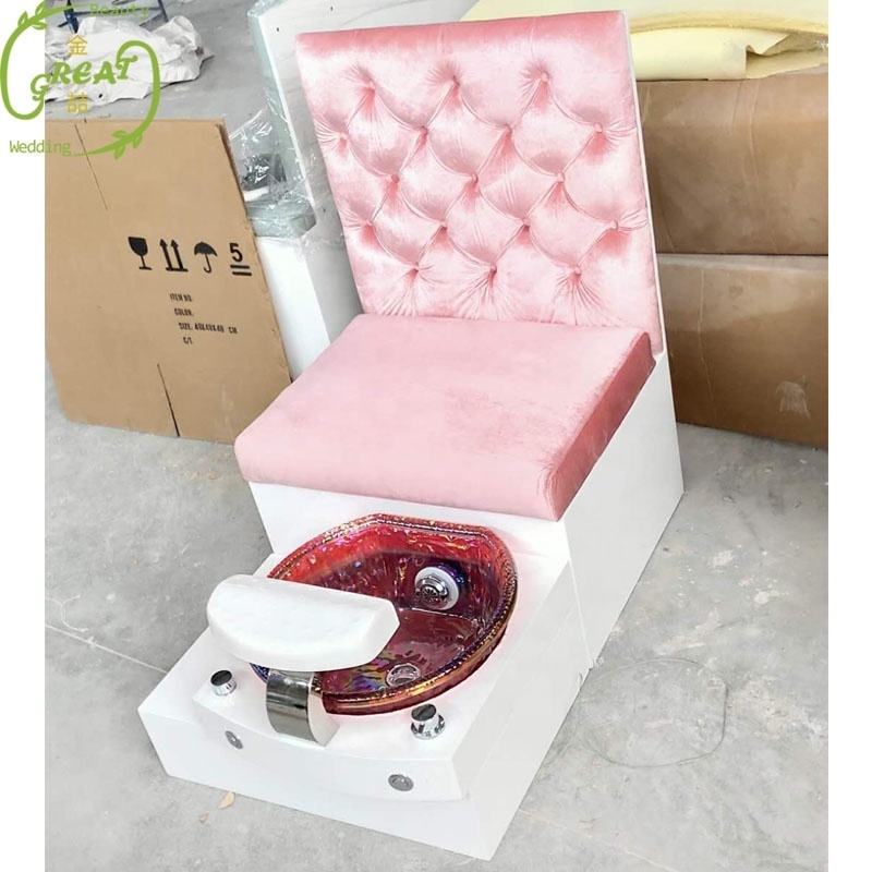 Great Foshan Factory Modern Pink Single Pedicure Spa Pedicure Bench With Sink