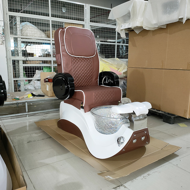 Modern beauty salon equipment brown foot spa manicure chair high back pedicure chair for nail salon