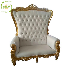 Luxury Royal White Leather King And Queen Wedding Loveseat Throne Chair For Event