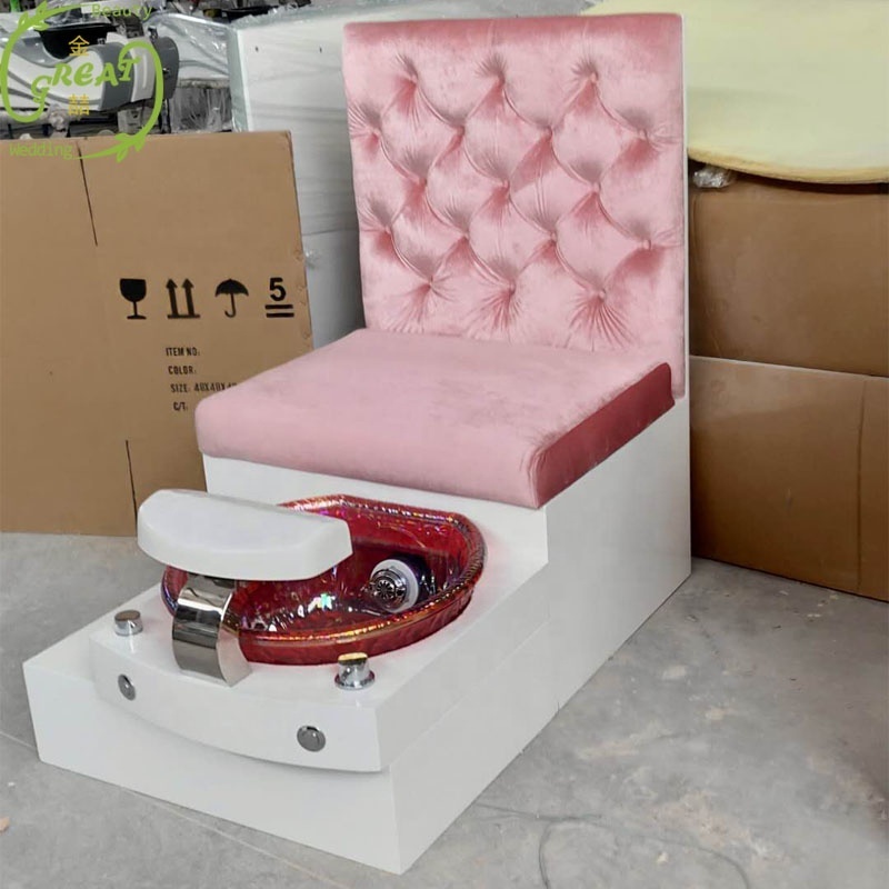 Great Foshan Factory Modern Pink Single Pedicure Spa Pedicure Bench With Sink