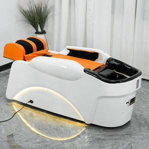 Hair saloon electric massage shampoo chair barbershop shampoo bed hair salon washing chair modern with ceramic bowl