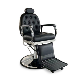 Antique Beauty Salon Black Reclining Hydraulic Barber Chair Vintage Salon Hair Shop Styling Barber Chair For Sales