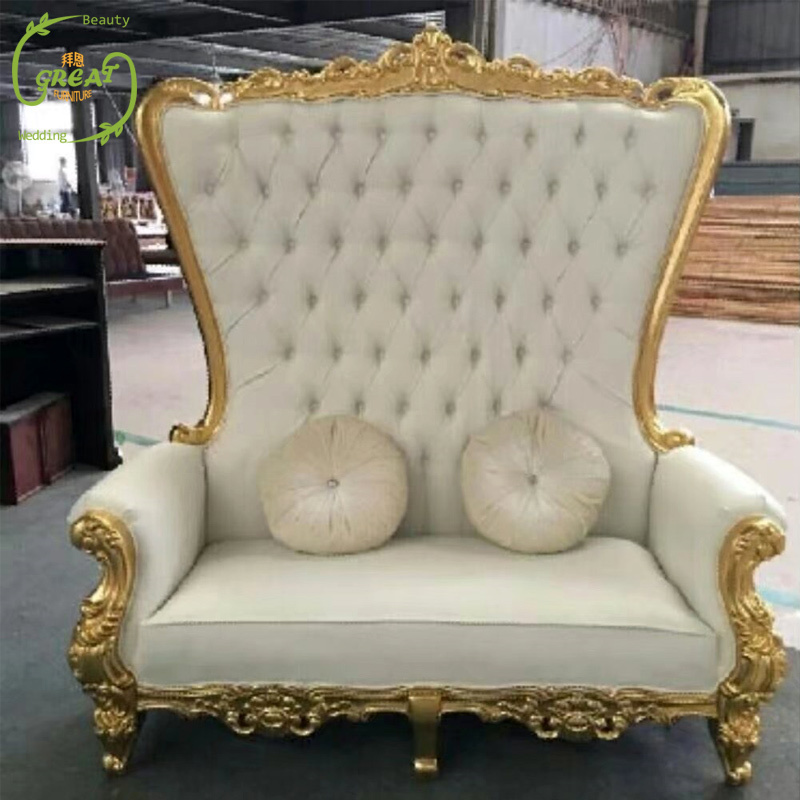 Luxury Royal White Leather King And Queen Wedding Loveseat Throne Chair For Event