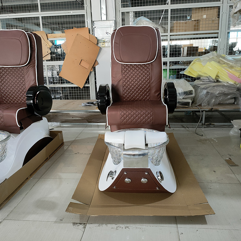 Modern beauty salon equipment brown foot spa manicure chair high back pedicure chair for nail salon