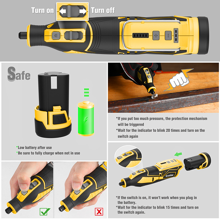 GreatStar Power Tools electric angle grinder 12V Li-lon Cordless Rotary Tool Cordless Mini Grinder