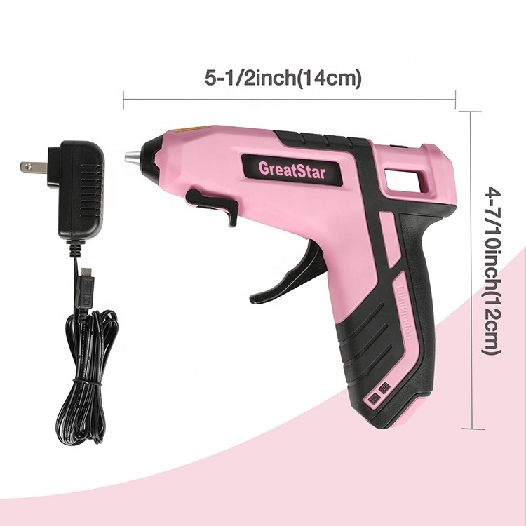 GreatStar high temperature fast Preheating Mini Glue Gun Kit Rechargeable Cordless Hot Melt Glue Gun with 20pc Glue Stick