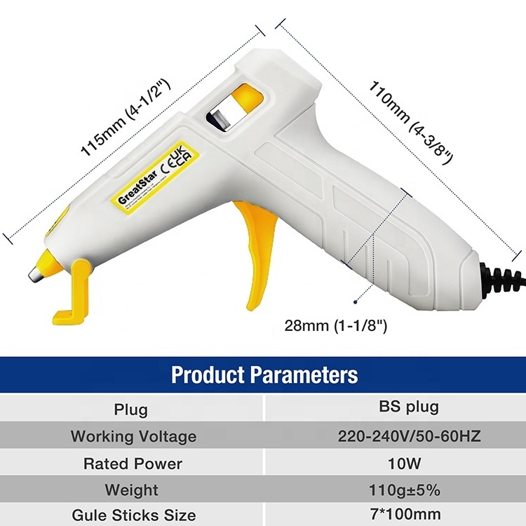 GreatStar 10W electric heating Hot Melt Glue Gun with 20pcs Glue Sticks Mini Glue Gun for Arts and Crafts