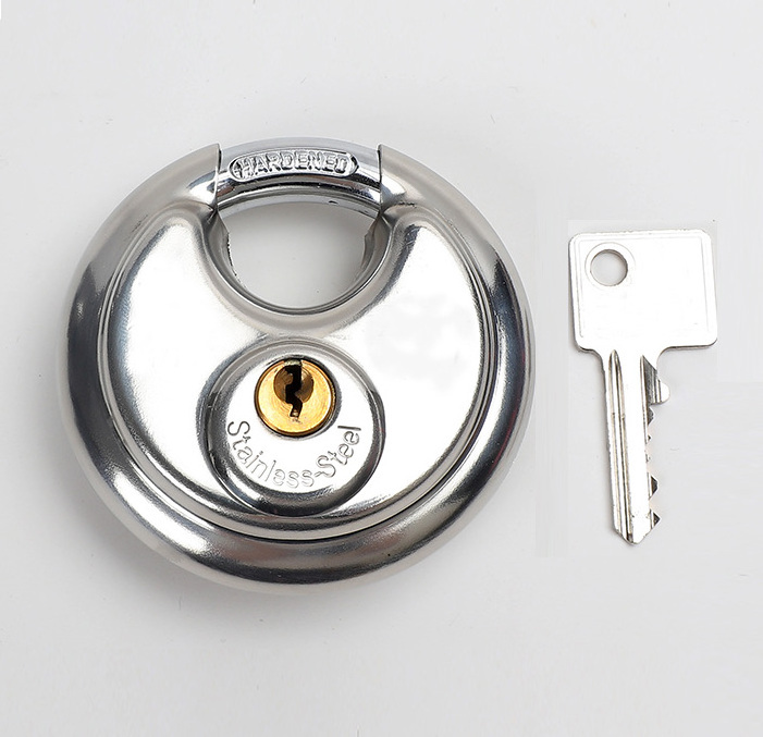 High Quality Stainless Steel Padlock Heavy Duty High Security Hardened Discus Lock With Brass Cylinder 70mm