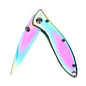 Factory New style 2-3/4" Folding knife Titanium coated gift Pocket knife with Belt clip