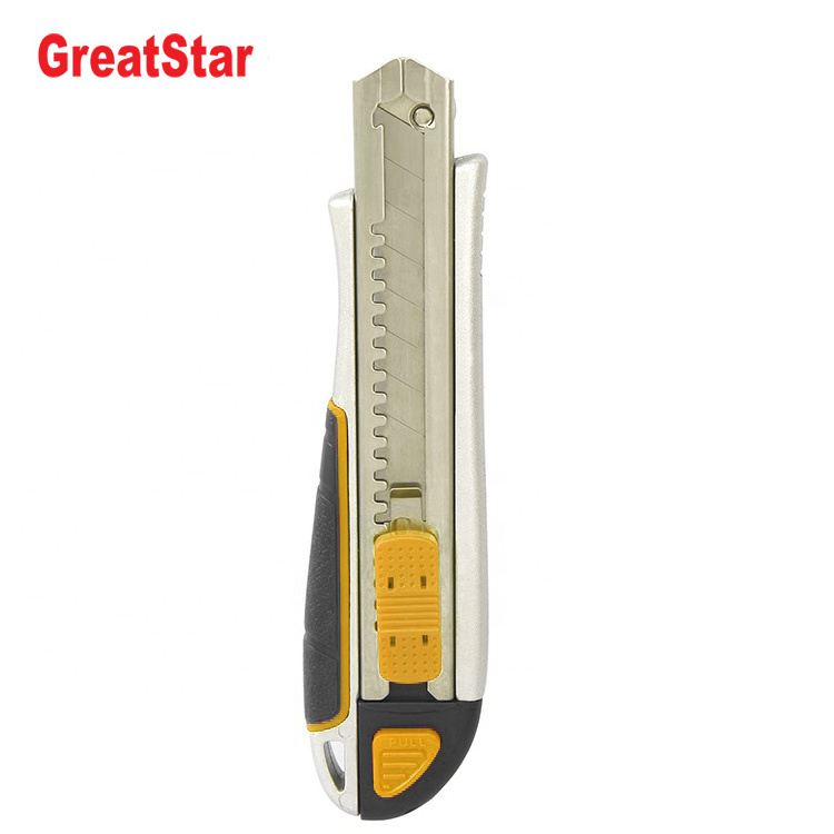 18mm Zinc Alloy Heavy Duty  Retractable Snap off Utility Knife for Box, Carpet, Plastic, leather, Wallpaper, Cardboard,Linoleum