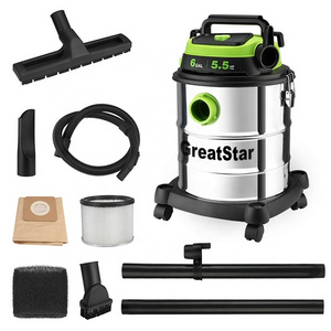 GreatStar Wet Dry Shop Vacuum Cleaner 5.5 Peak HP Shop Vac Cleaner with HEPA Filter, Hose for Home and Jobsite Dust Collection