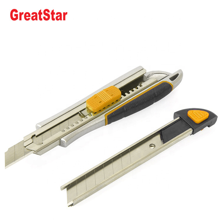 18mm Zinc Alloy Heavy Duty  Retractable Snap off Utility Knife for Box, Carpet, Plastic, leather, Wallpaper, Cardboard,Linoleum