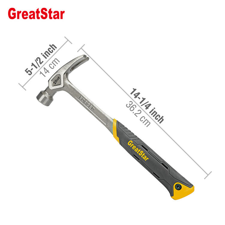 Customized tools hammer 20OZ air chipping hammer One-piece Steel Drop Forged Anti-shock Air Cushion Rip Claw Hammer