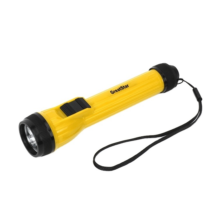 Cheap Portable 2AA Plastic LED Flashlight Hand Torch with Heavy Duty Dry Battery