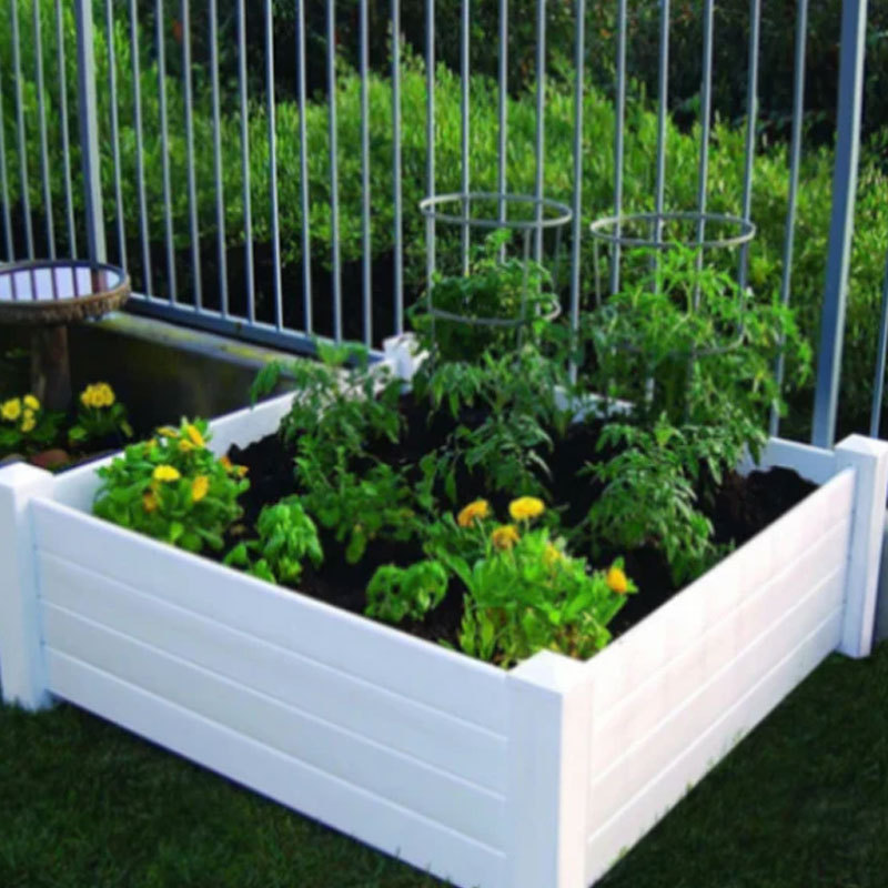 Easily Assembled White Vinyl Pvc Plastic Raised Garden Bed With Internal Grid PVC Vinyl Flower Planter Box