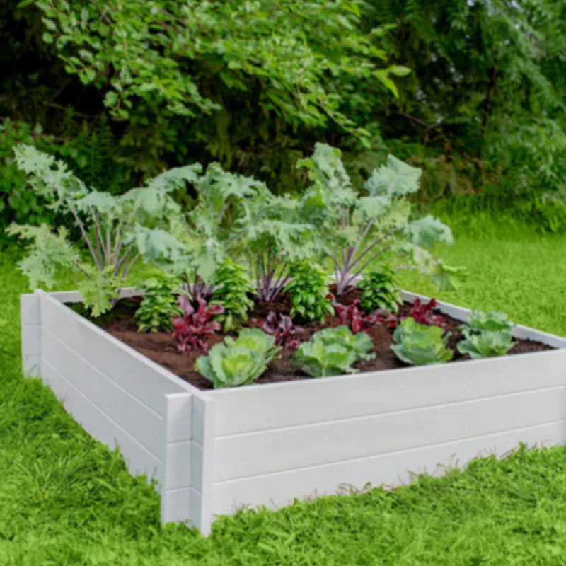 Easily Assembled White Vinyl Pvc Plastic Raised Garden Bed With Internal Grid PVC Vinyl Flower Planter Box