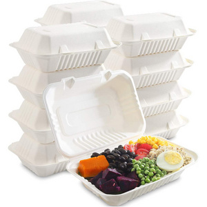 9*6" Sugarcane takeaway Lunch Boxes fast Food Container Biodegradable Packaging  bagasse food container disposable biodegradable