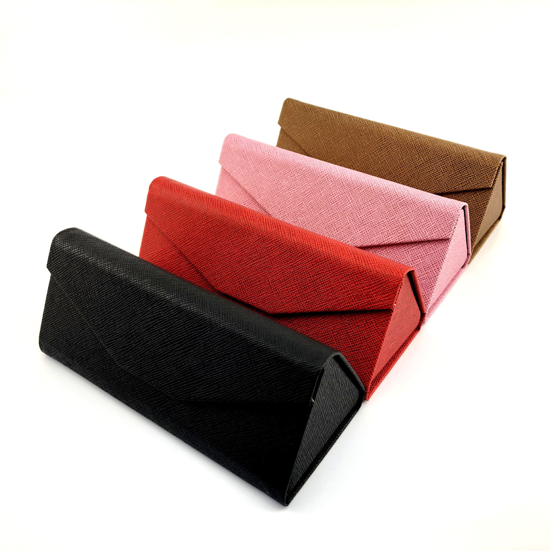 Wholesale New Portable PU Leather Case Box for Glasses Eyeglass Sunglasses Foldable Triangular Glasses Case